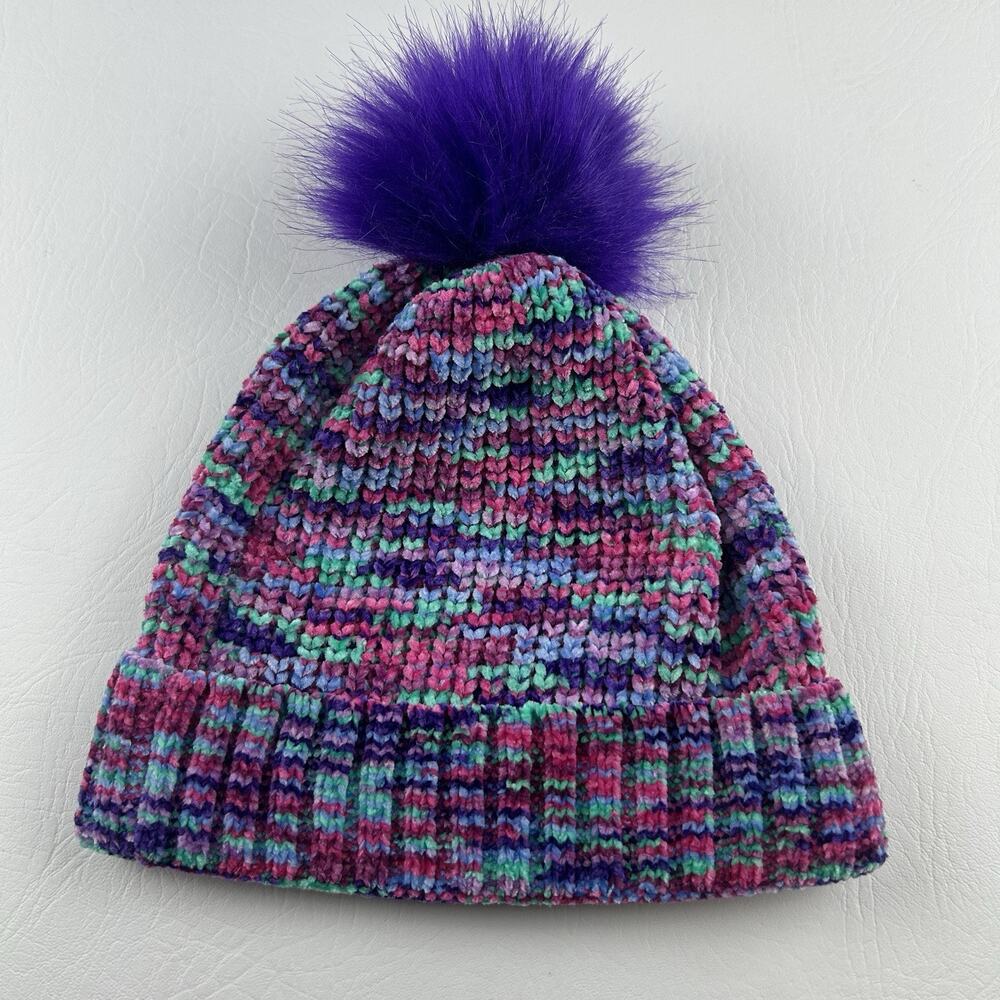 Freshman 1996 Multicolor Knit Beanie Hat Purple Pom Pom Winter One Size Women’s